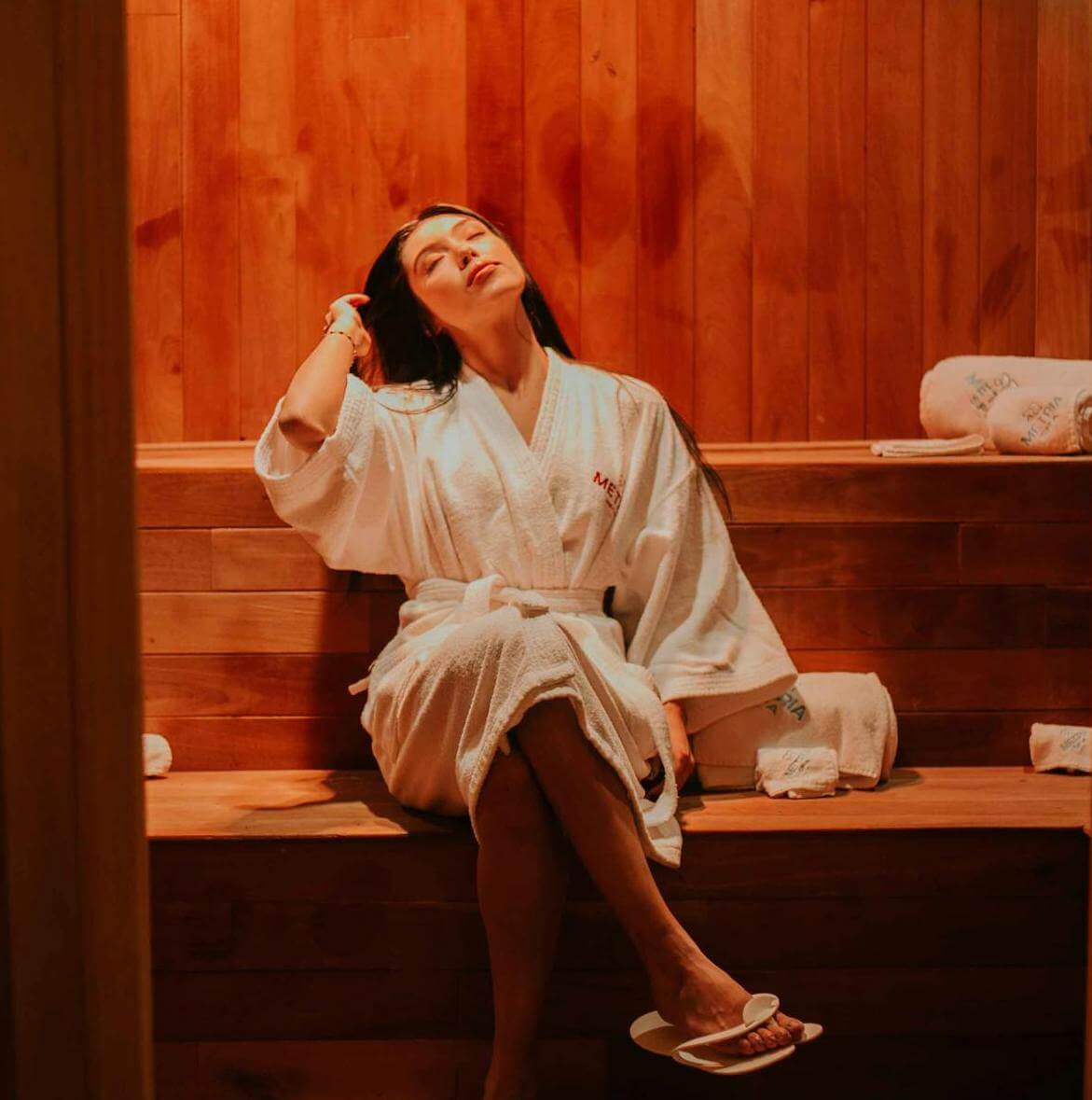 Woman in sauna